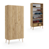 Kleiderschrank BOHO auf hohen Beinen + 5 Regalen - Gold Craft Oak